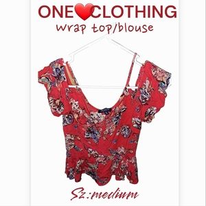 👽one clothing wrap top/blouse• floral